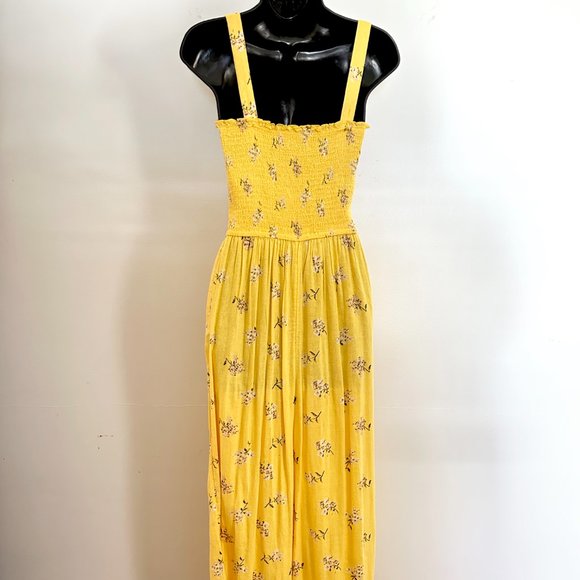 NWT Hollister Yellow Floral Crop Wide-Leg Linen Blend Jumpsuit - Size Medium - Picture 4 of 6